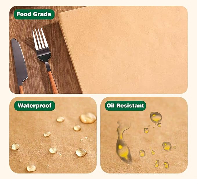 200pcs Unbleached Parchment Paper Sheets, 9x13In Precut Cooking Paper Liners for Baking Sheets, Air