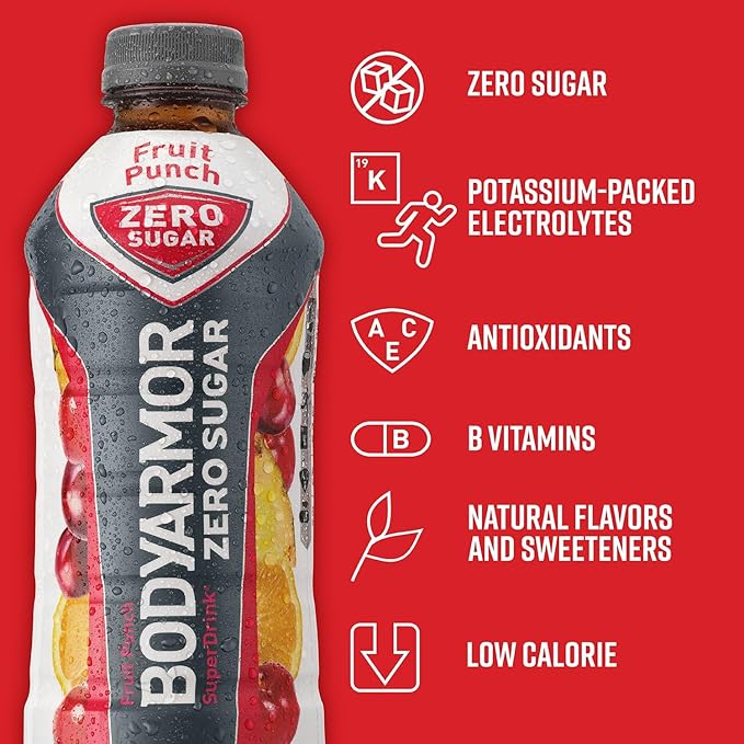 BODYARMOR ZERO Sugar Fruit Punch, Sugar Free Sports Drink - Low-Calorie Hydration - Natural Flavors