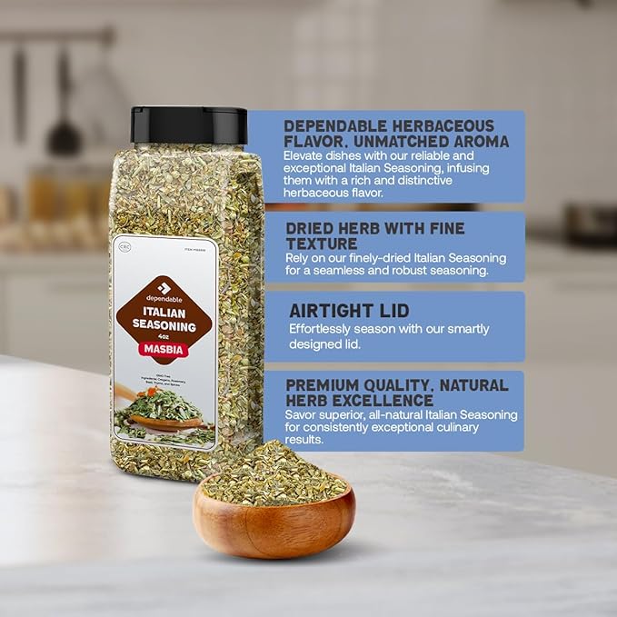 Dependable Food Italian Seasoning - 4 oz. Resealable Pouch - Non-GMO, Natural, No Additives, No