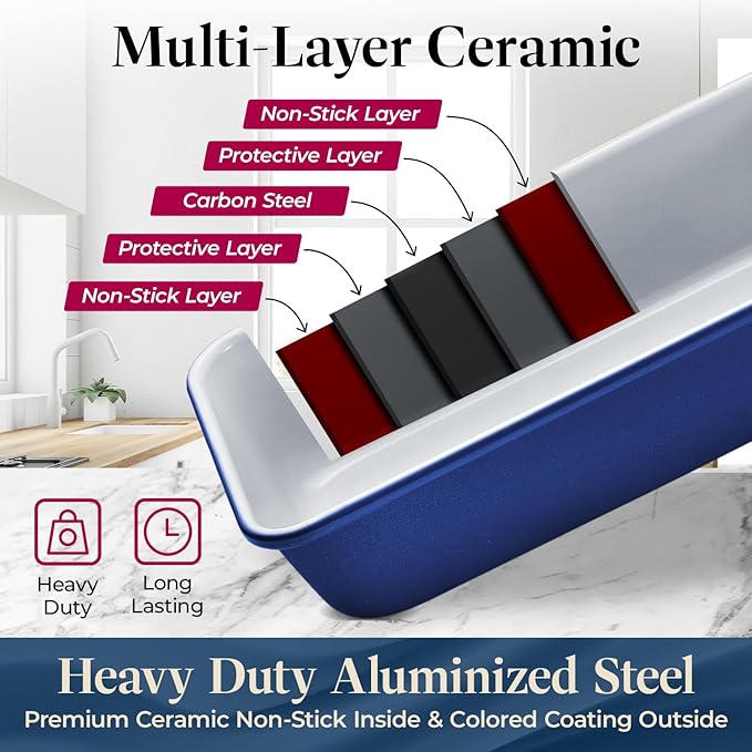 Bakken 8-Piece Stackable Bakeware Set - Ceramic Non-Stick Coating, Baking Sheets, Assorted Baking