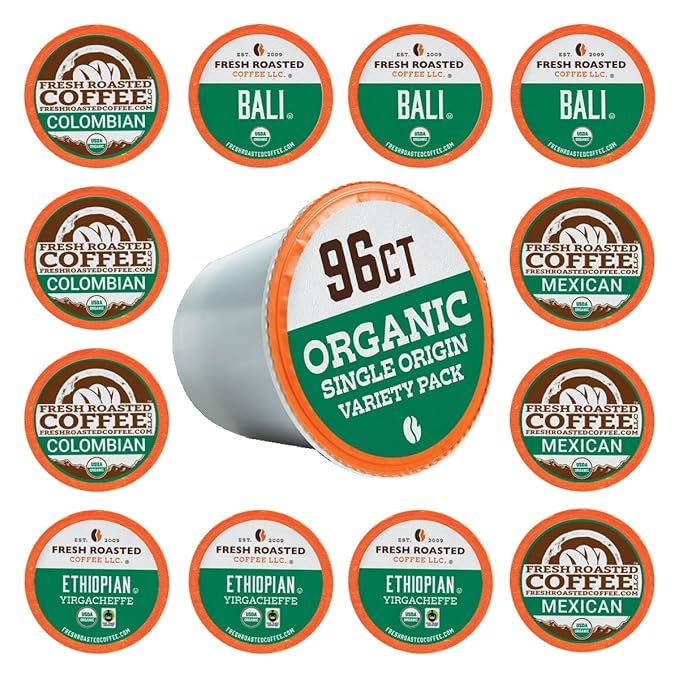 Fresh Roasted Coffee, Organic Single-Origin Variety Pack | USDA Organic, Kosher | K-Cup Compatible