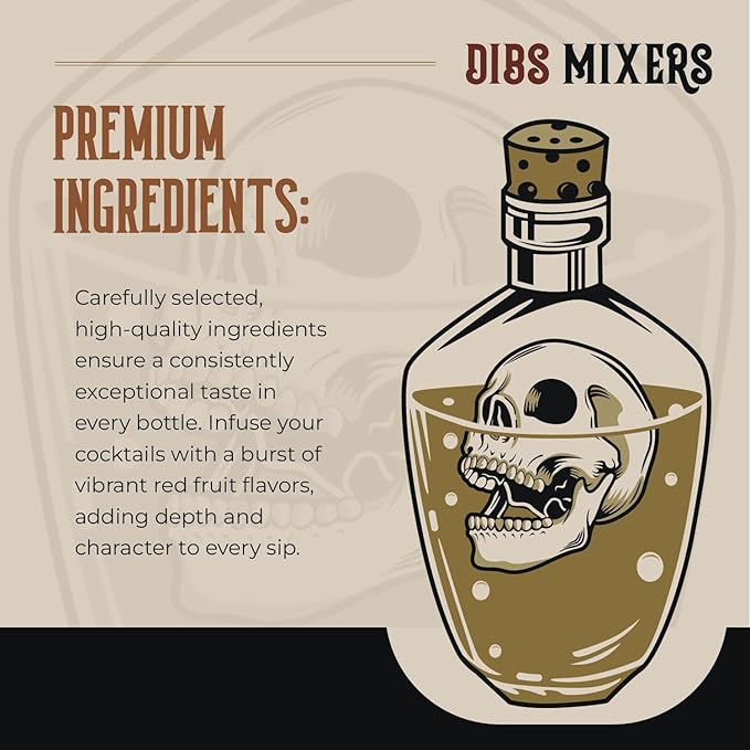 Dibs Mixers Red Fassionola - Tropical Cocktail Syrup with Strawberry, Hibiscus, Passionfruit & More