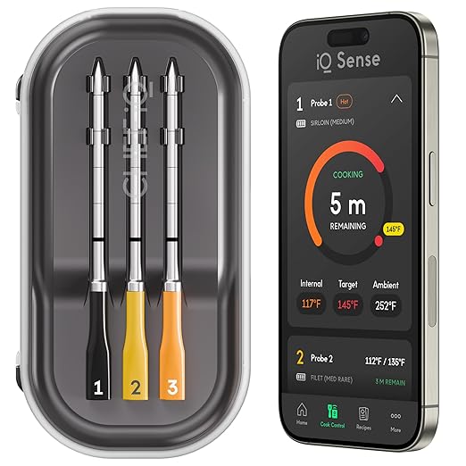CHEF iQ Sense [2025 Model] | Smart Wireless Meat Thermometer | 3 Ultra-Thin Probes | WiFi Unlimited