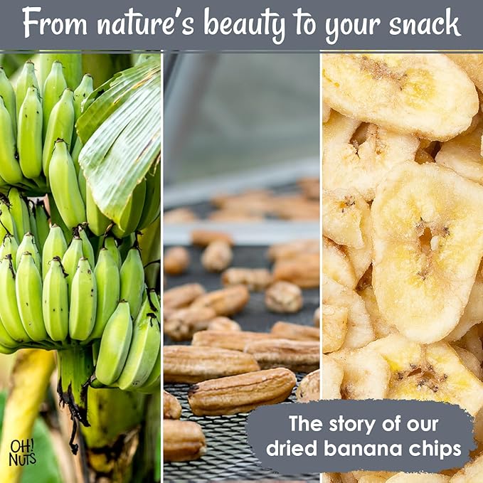 Oh! Nuts Dried Banana Chips - 3 lb - Dried Fruit Slices - Light Sugar Added - Dehydrated Fruit