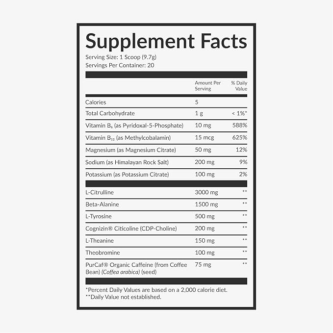 Beam Pre Workout Powder for Energy, Focus & Endurance ??Natural Caffeine from PurCaf, Cognizin