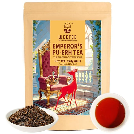 WT WEETEE Emperor's Pu-erh Tea, 228g Puerh Loose Leaf Tea, Aged Fermented Chinese Yunnan Dark Tea