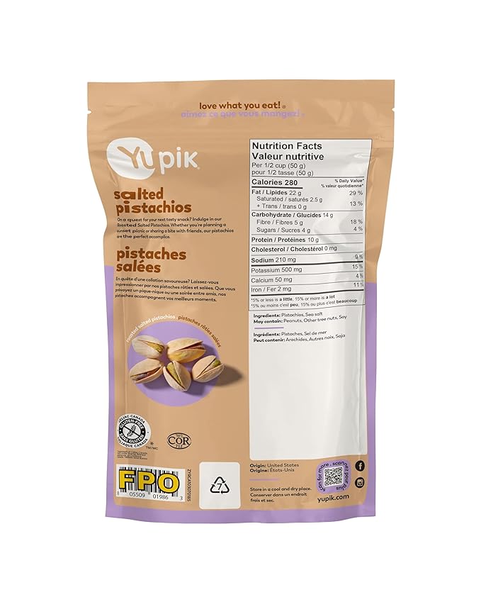 Yupik Roasted Salted Pistachios, In Shell, 6.5 Oz, Gluten-Free, Kosher, Crunchy Pistachios Seasoned
