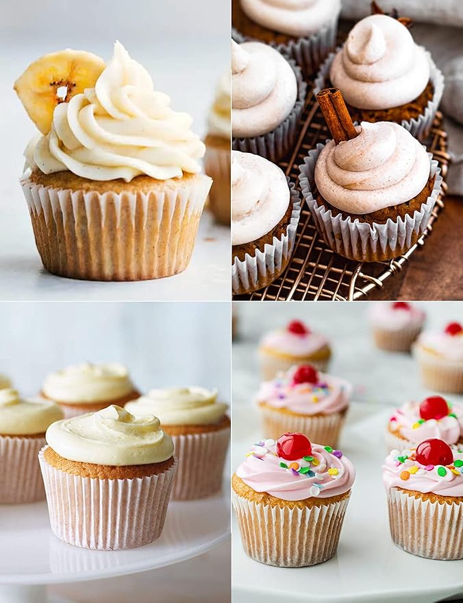 Jumbo White Cupcake Liners Greaseproof Paper 200-Count - Gifbera Odorless Muffin Baking Cups