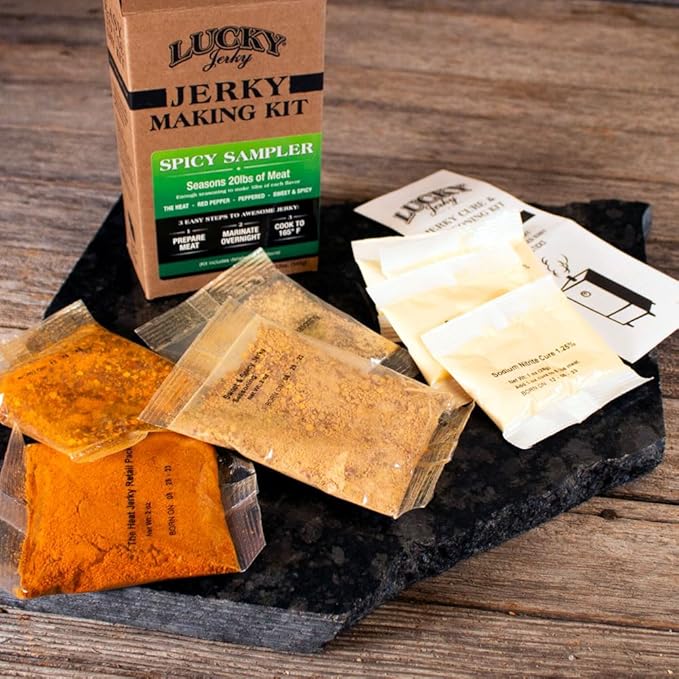 Lucky Jerky Ultimate Spicy DIY Jerky Seasoning Kit - 12oz - The Heat, Red Pepper, Black Pepper and