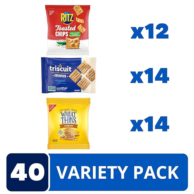 Nabisco Cracker Variety Pack, RITZ Toasted Chips, Wheat Thins Snacks Whole Grain Wheat Crackers and