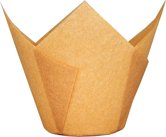 Extra Large Jumbo Muffin Greaseproof paper Baking cupcake cups, 2-1/4" x 3-3/4" Natural Tulip