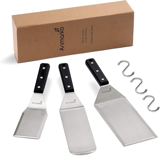 Stainless Steel Spatula Set - Heavy Duty Spatula and Scraper - Great for Cast Iron Griddle BBQ Flat
