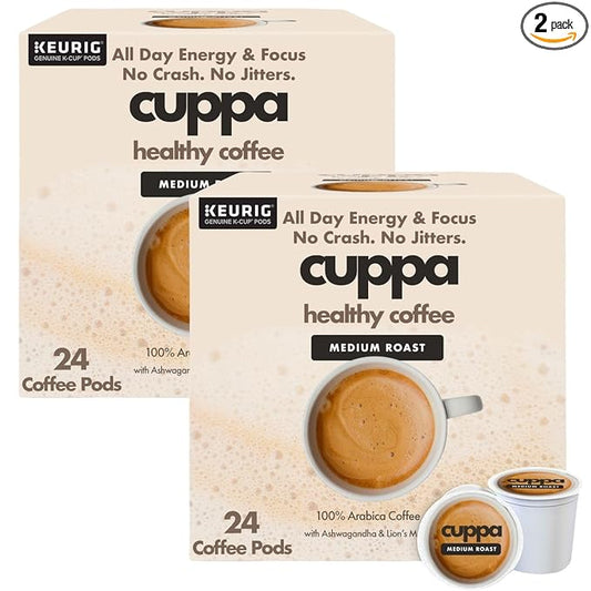 Cuppa Healthy Mushroom Coffee Single Serve Pods (K-Cups) with Lion's Mane & Ashwagandha for All Day