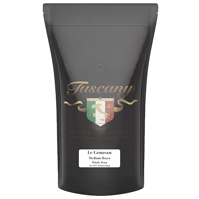 Tuscany La Genovan Coffee, Medium Roast, Whole Bean, 5-Pound Bag