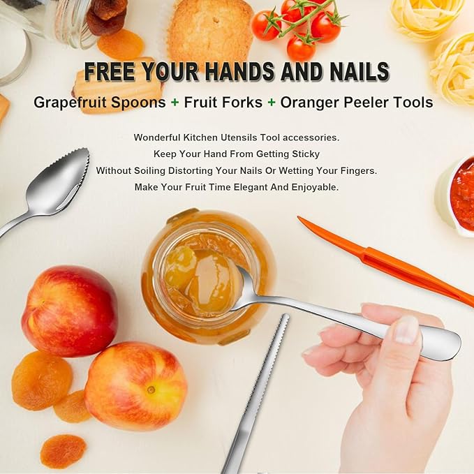 Grapefruit Spoons Serrated Edge Stainless Steel Grapefruit Utensils Tool Dessert Spoons for Citrus