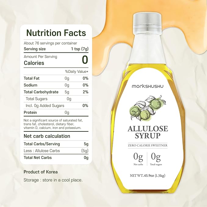 MONKSHUSHU Allulose Syrup 45.9 Fl Oz - Liquid Sweetener for Cooking, Baking, and Drinks - Keto