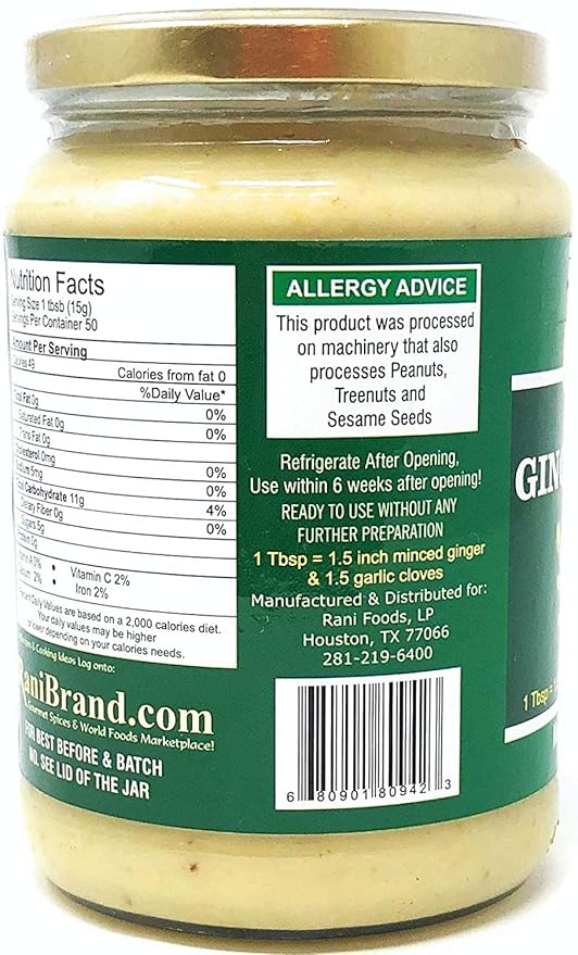Asian Kitchen Ginger Garlic Cooking Paste 26.5oz (750g) Glass Jar ~ Vegan | Gluten Free | NON-GMO |