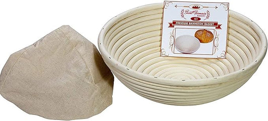 Saint Germain Bakery Premium Round Bread Banneton Basket with Liner - Perfect Brotform Proofing