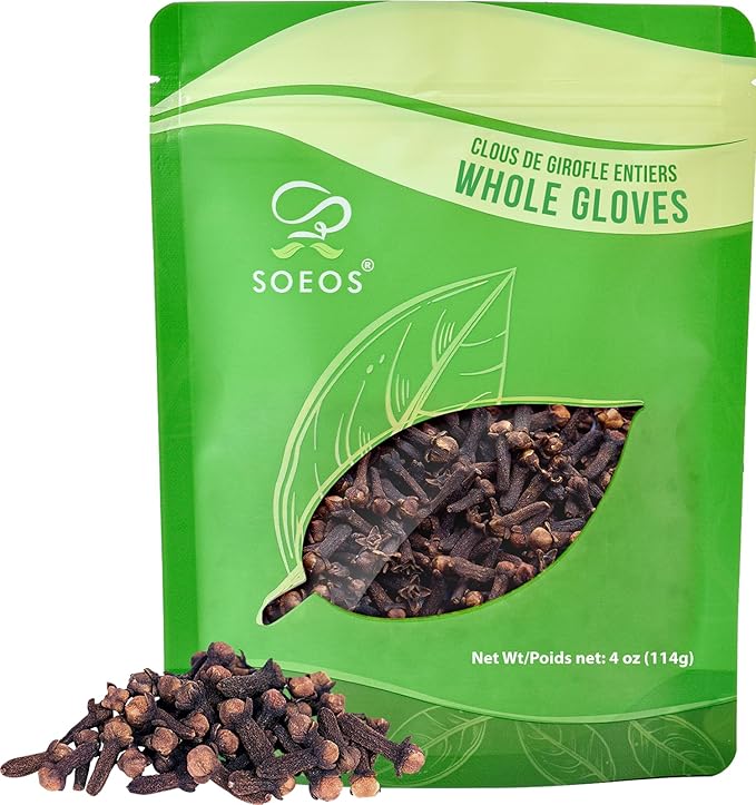 Soeos Whole Cloves 4 oz, Gluten Free, Non GMO, Kosher, Fresh Hand Picked Cloves, Great for Food and