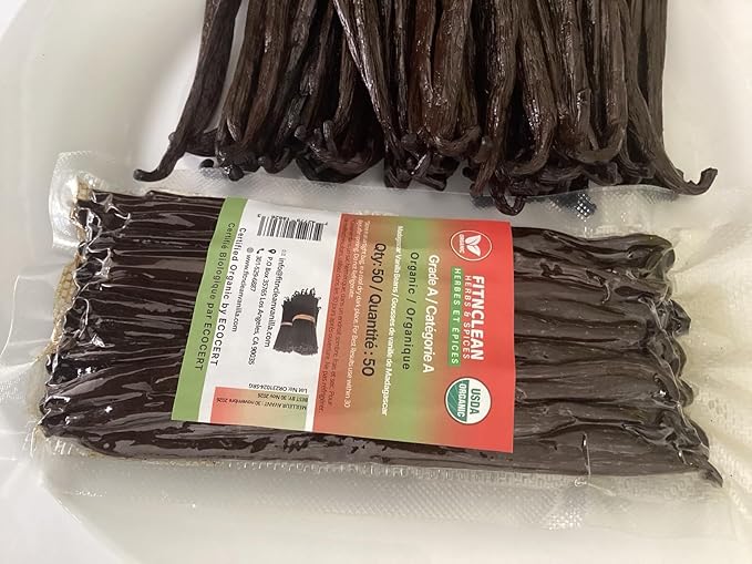 50 Organic Grade A Madagascar Vanilla Beans. Certified USDA Organic for Extract and all things