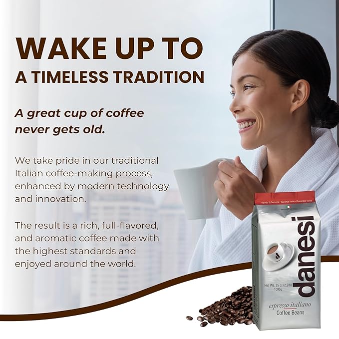 Danesi Caffe Italian Whole Coffee Beans - Espresso Coffee Beans and Medium Roast Whole Bean