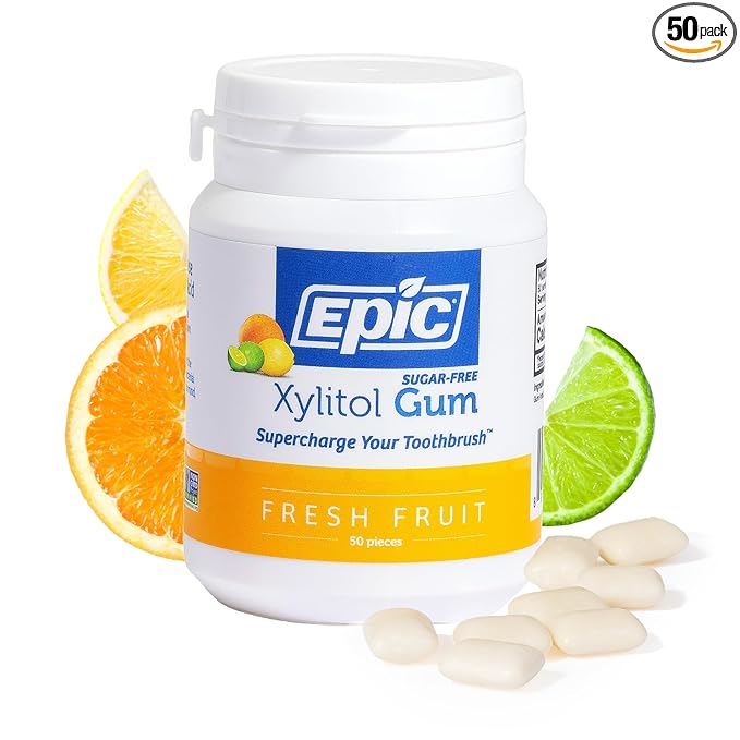 Epic 100% Xylitol Fresh Fruit Chewing Gum - Sugar Free, Aspartame Free Dental Gum - Supports Oral