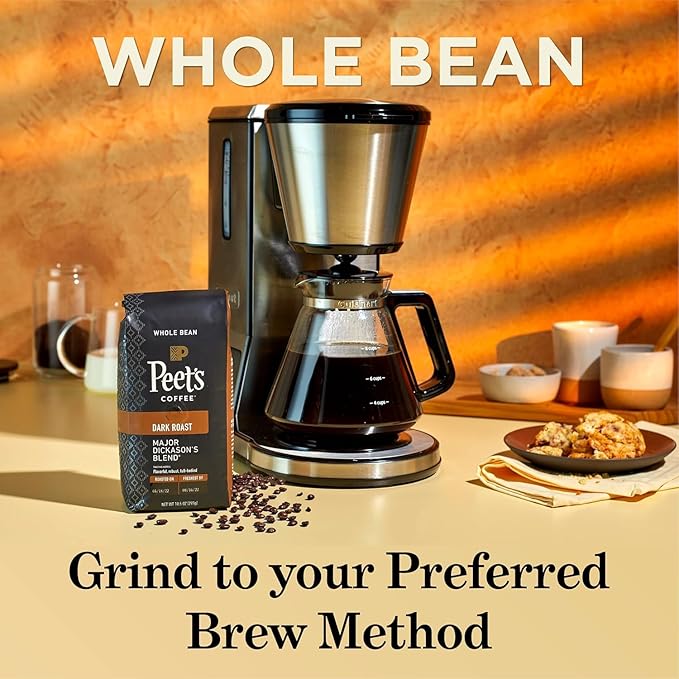 Peet's Coffee, Dark Roast Whole Bean Coffee - Major Dickason's Blend 18 Ounce Bag