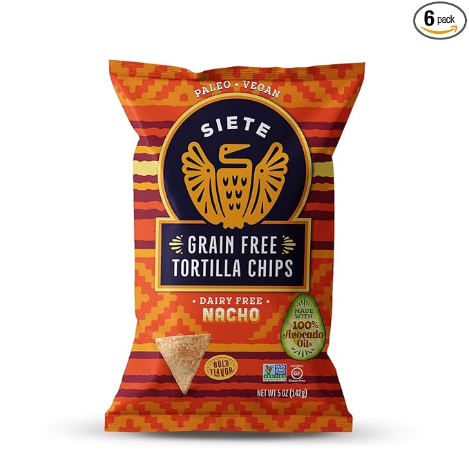 Siete Tortilla Chips | Grain Free | Gluten Free Chips | Paleo & Vegan Snacks | Non GMO | Nacho, 5