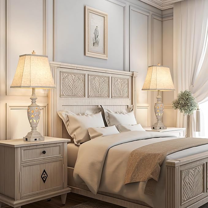 29.5"H Touch Control Traditional Table Lamp Set of 2,Vintage Bedside Lamp Nightstand Lamps with