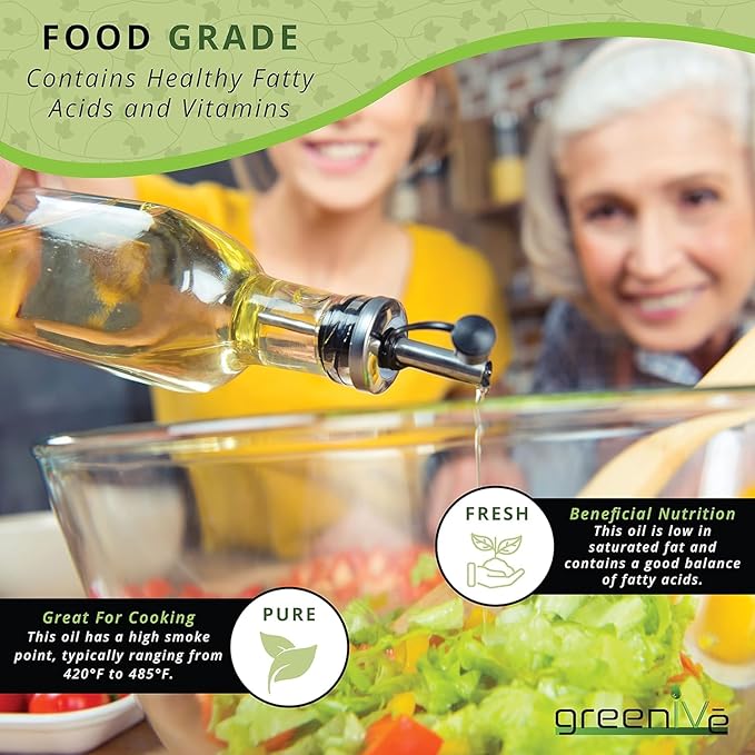 GreenIVe Grapeseed Oil Organically Grown 100% Pure Cold Pressed Light Flavor High Tempurature
