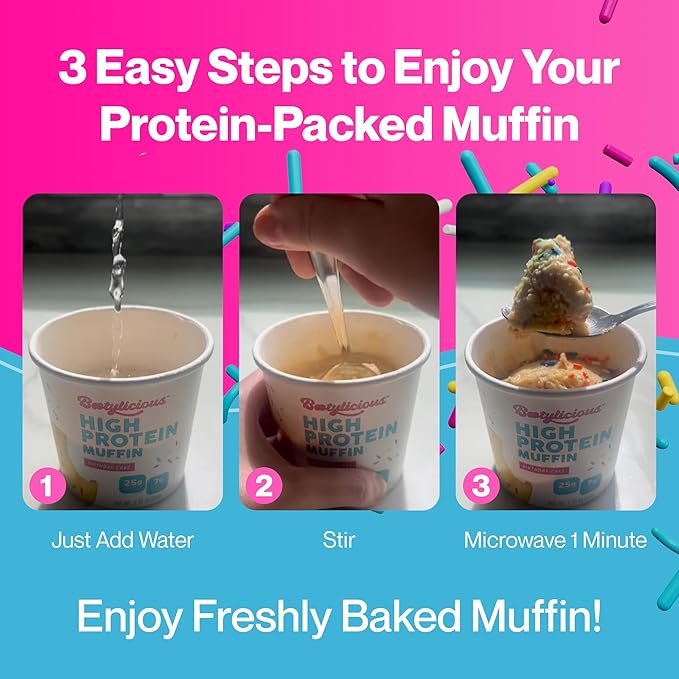 Bootylicious | High-Protein Muffin | 25g Protein, 7g Net Carbs, 2.32-2.75oz Cup, 12-Pack (Birthday