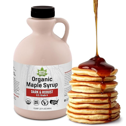 Maple Valley Organic Pure Maple Syrup, Dark & Robust Better Than Pancake Syrup, Use for Coffee or