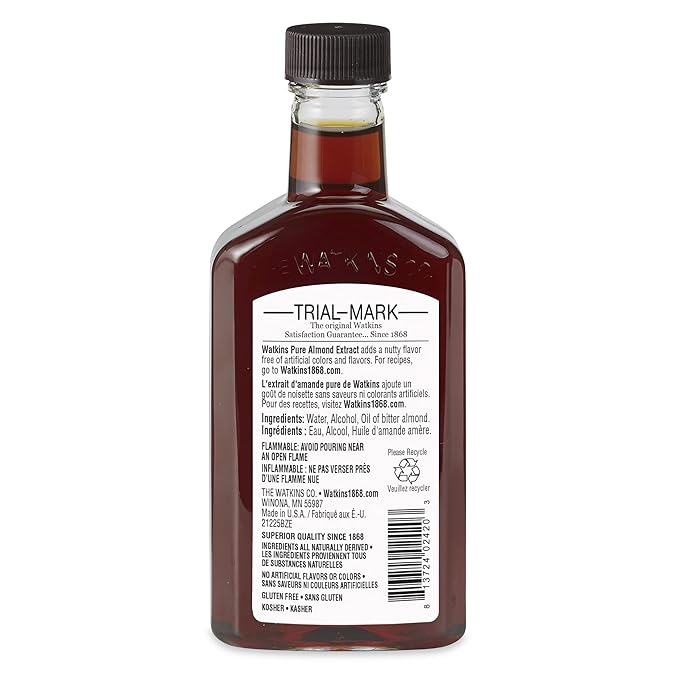 Watkins Pure Almond Extract, Non-GMO, Kosher, 4 oz. Bottle, 1-Pack