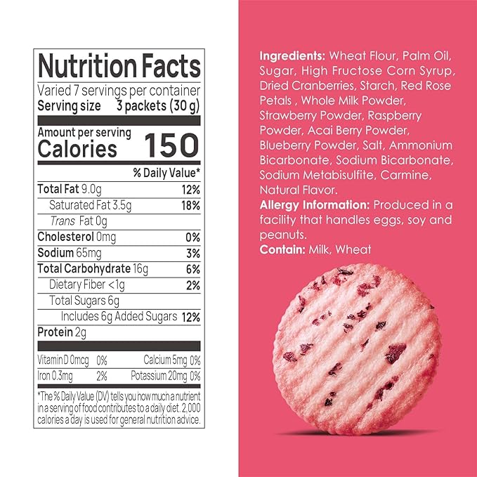 V-LOONG Rose & Multi Berries Biscuits, Vlife Baked Round Crackers, Sweet and Crispy Snacks, (1