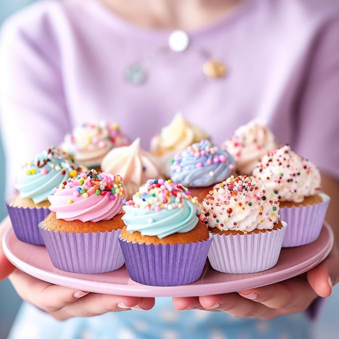 Whaline 600Pcs Purple Cupcake Liners Gradient Purple Baking Cups Cupcake Wrappers Muffin Liners for