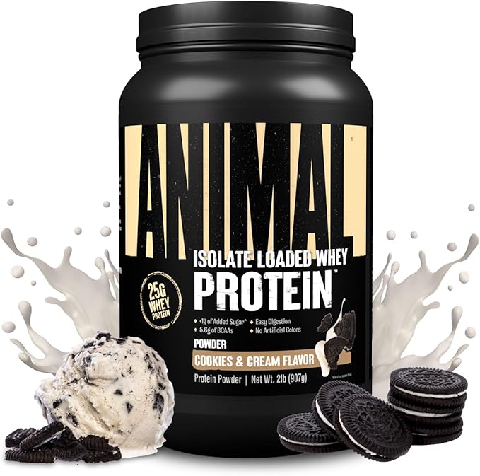 Animal Whey Isolate Protein Powder - Loaded for Pre & Post Workout Muscle Builder and Recovery with