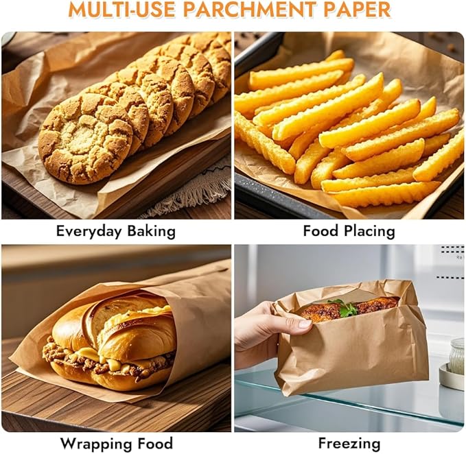 BYKITCHEN 12 x 16 Inch Parchment Paper Sheets, Non-Stick Precut Unbleached Baking Parchment Paper