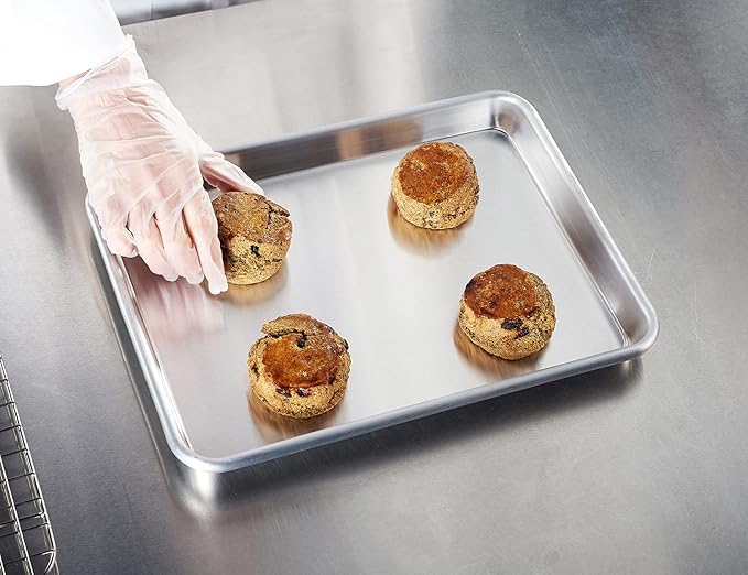 CURTA 6 Pack Aluminum Sheet Pan, NSF Listed 1/4 Quarter Size 13 x 10 inch Commercial Bakery Cake