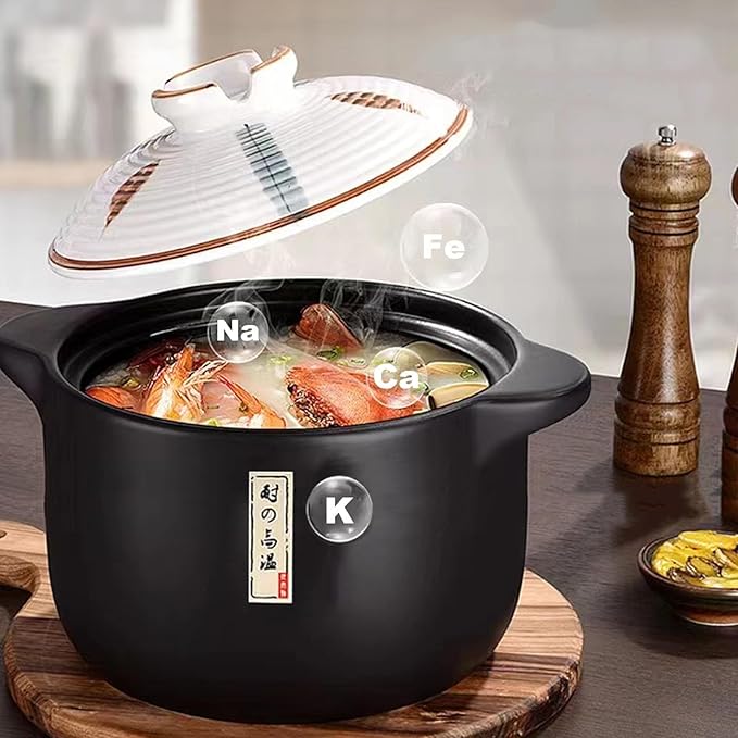 4.6 Quart Ceramic Casserole,with Lid Ceramic Pot,Heat-Resistant Round Stew Pot Soup Pot for cook
