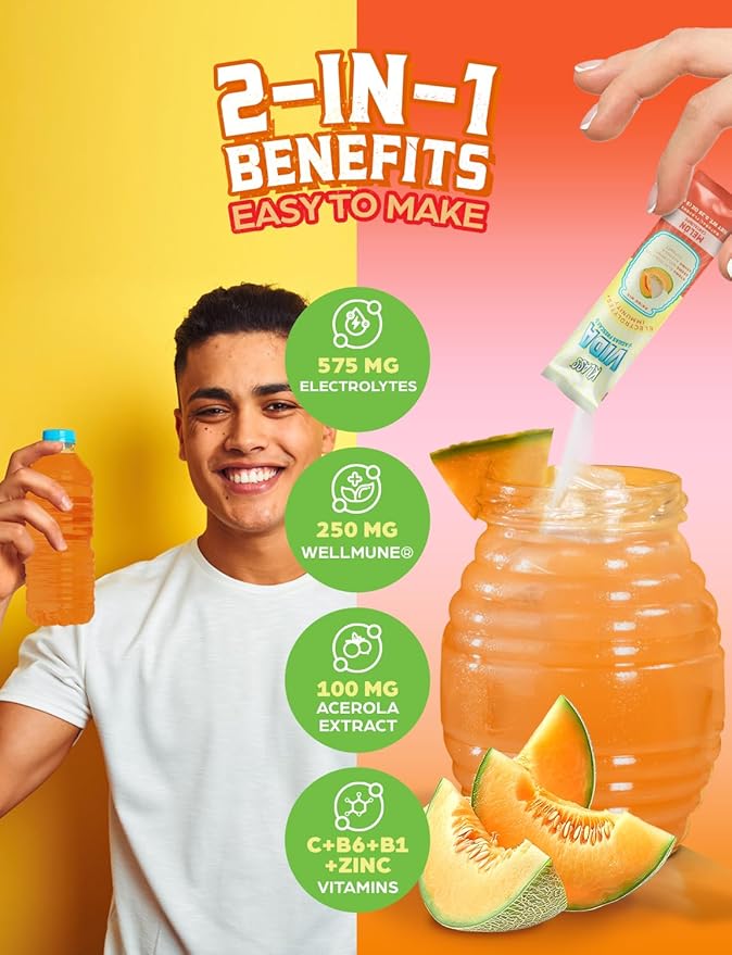 Hydration + Immunity Sugar-Free Powder Packets Mango, Horchata Fresa & Cantaloupe Electrolyte Agua
