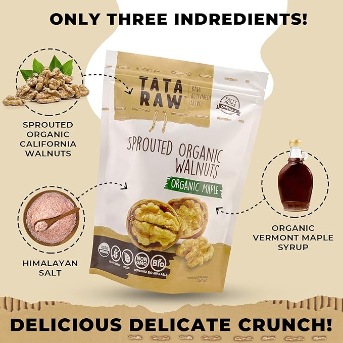 TATA RAW - Sprouted Organic Maple Walnuts -1 lb