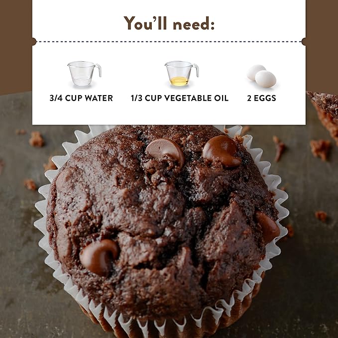 Krusteaz Muffin Mix, Double Chocolate Muffin Mix, Made with Real Chocolate Chips & No Artificial