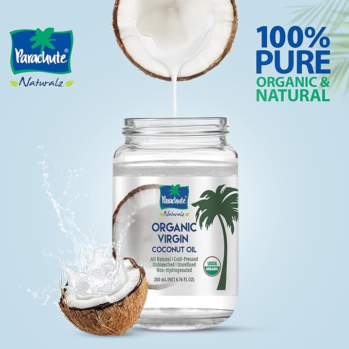"Parachute Naturalz Organic Virgin Coconut Oil | Cooking Oil, Hair Oil, Body Oil & Oil Pulling |