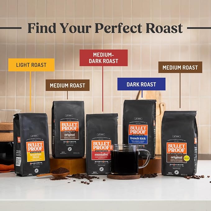 Bulletproof The Mentalist Medium-Dark Roast Ground Coffee, 12 Ounces, Clean Coffee Tested for
