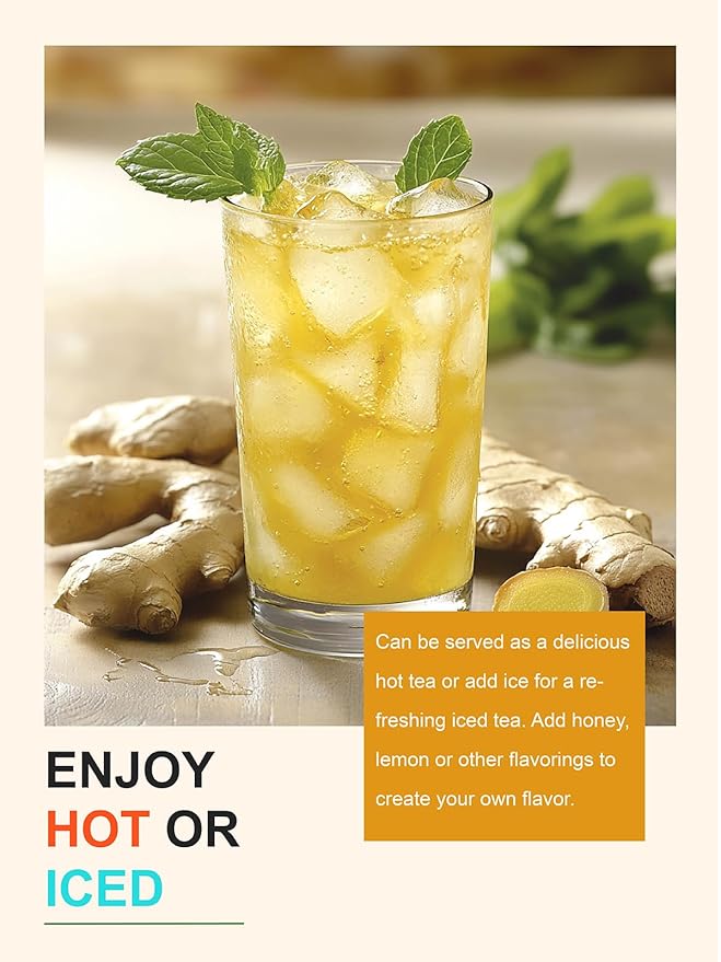 TeeLux Turmeric Ginger Tea Bags, Pure Natural Turmeric Ginger Herbal Tea, Spicy & Smooth Flavor