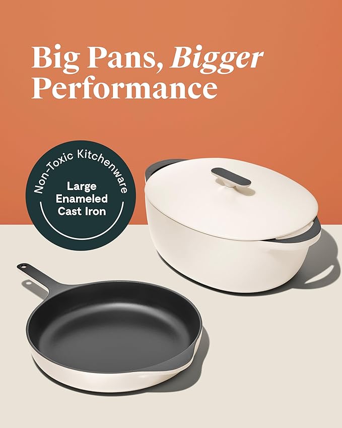 Caraway Cast Iron Skillet - 12” Enameled Cast Iron Pan With 3 Layer Enamel Coating - No Seasoning