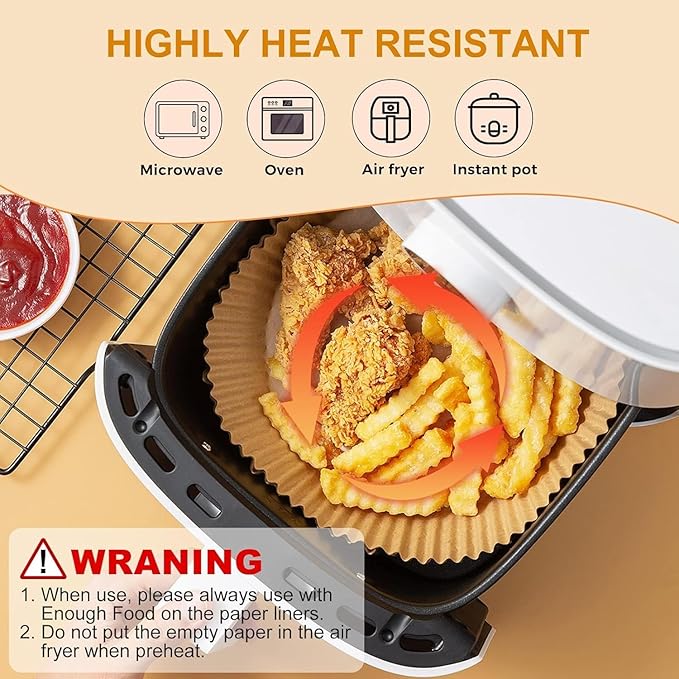 400 Pcs Air Fryer Paper Liners, 6.5" Square Air Fryer Liners Disposable, Heavy-Duty Parchment Paper
