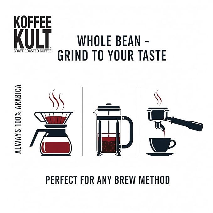 Koffee Kult Thunder Bolt Dark French Roast Whole Bean Coffee - Small Batch 100% Arabica Gourmet
