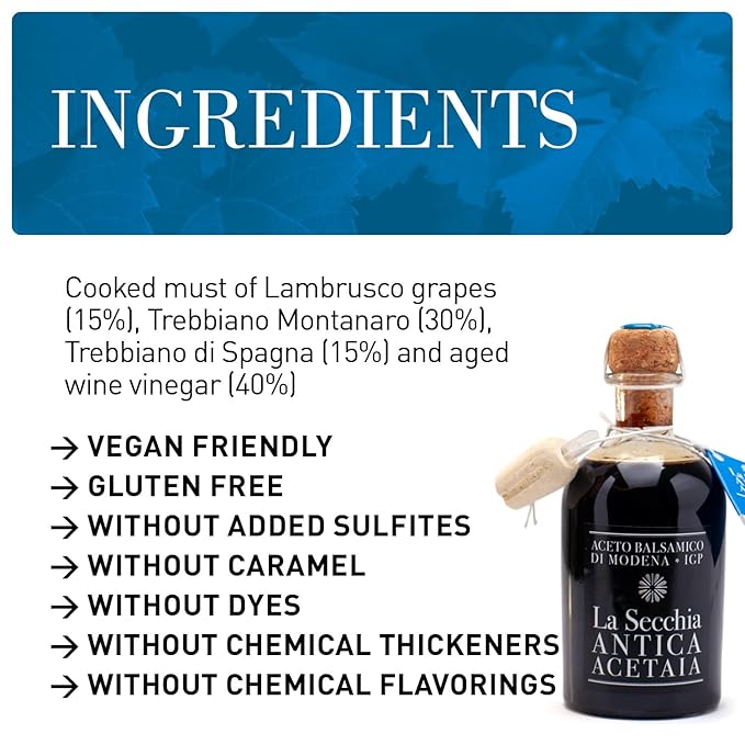 La Secchia Balsamic Vinegar of Modena PGI "Three Stars", Aged in 12 Cherry-Mulberry Barrels, Medium
