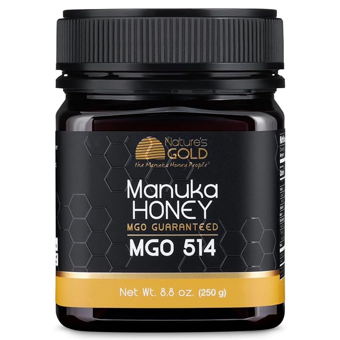 Nature’s Gold Raw Manuka Honey, MGO 514+ | Authentic MGO, Australian Honey, Non-GMO, 100% Pure
